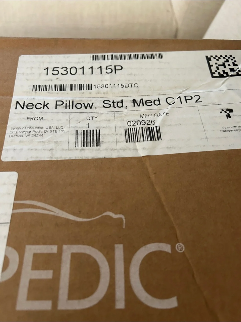 TEMPUR-Pedic Neck Pillow, Standard Medium, NWT, Open box